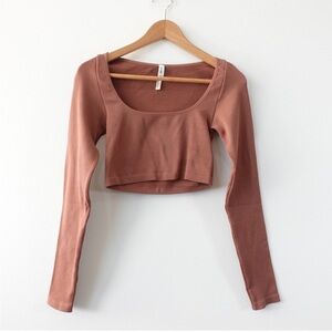 Aritzia Women's Brown Crop Top in chocolate sorbet